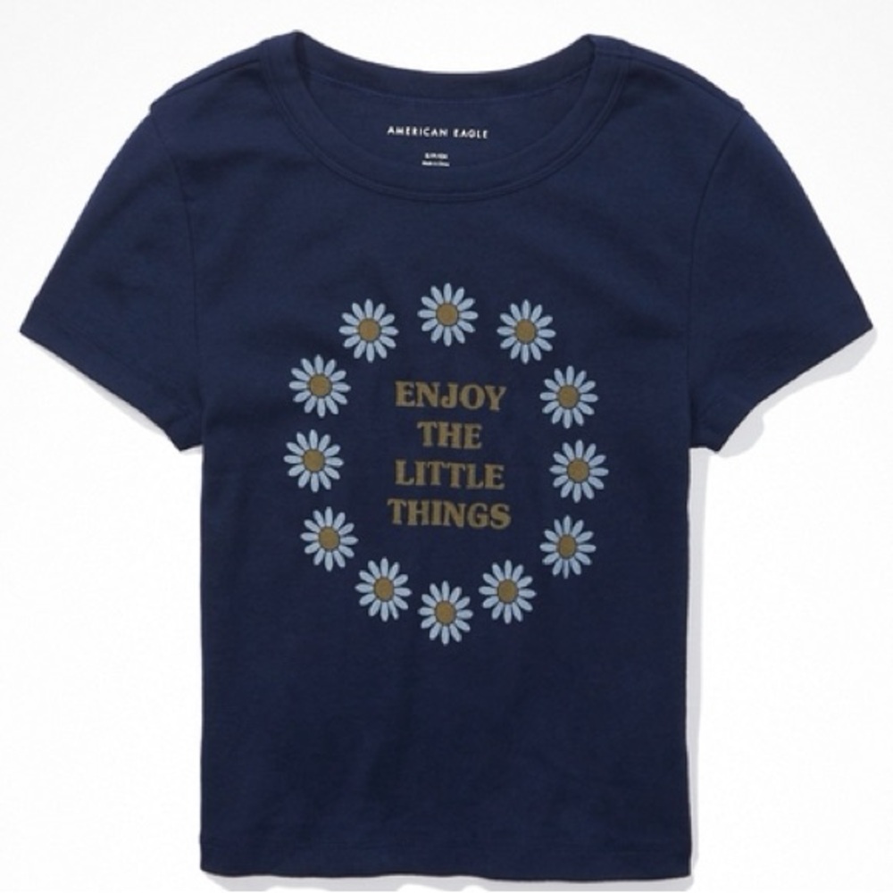 AE Cropped Hey Baby Tee ‘Enjoy The Little Things’ (like new)